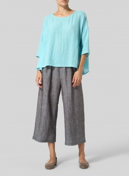 Linen Boxy Asymmetrical Hem Top