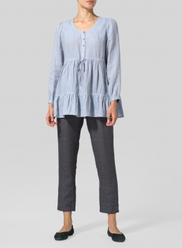 Linen Tiered Pullover Top