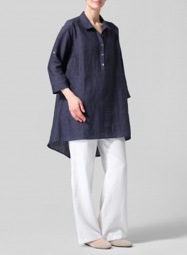 Linen Classic Collar A Shape Tunic