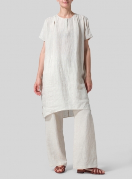 Linen Dolman Sleeves Mid-Length Tunic 