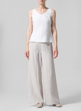 Linen V-Neck Sleeveless Bias Cut Tank