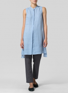 Linen Sleeveless A-line Long Tunic