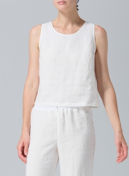 Linen Scoop Neck Tank 