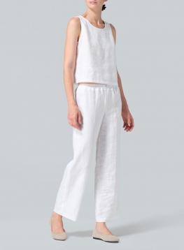 Linen Scoop Neck Tank 