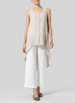 Linen Asymmetrical Hem Tail Top