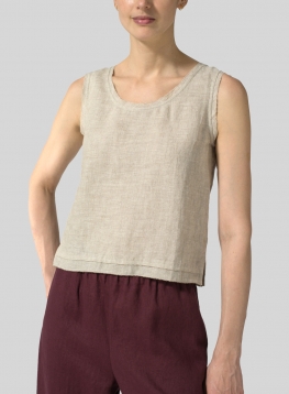 Linen Semi-fitted Sleeveless Tank Top