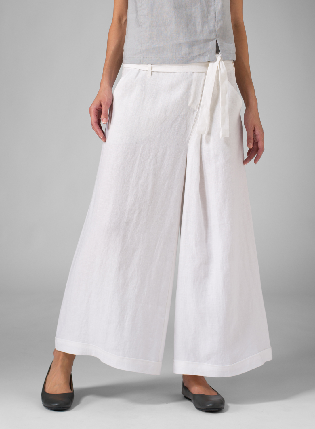 pink linen wide leg pants