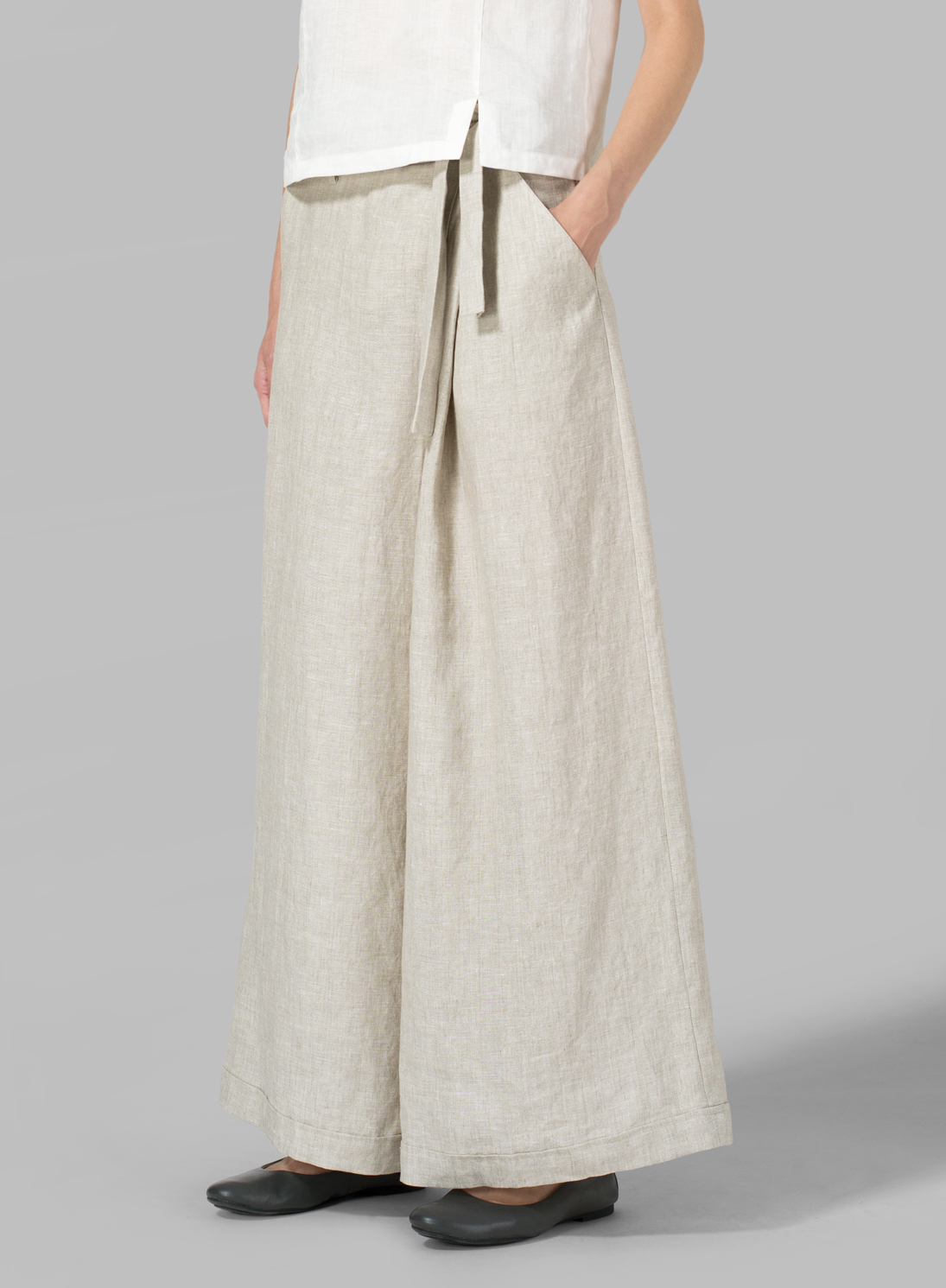 Linen Wide-Leg Extra Long Pants