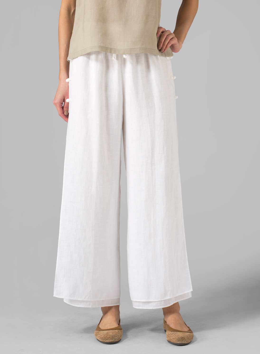 Linen Double Layers Pants Plus Size