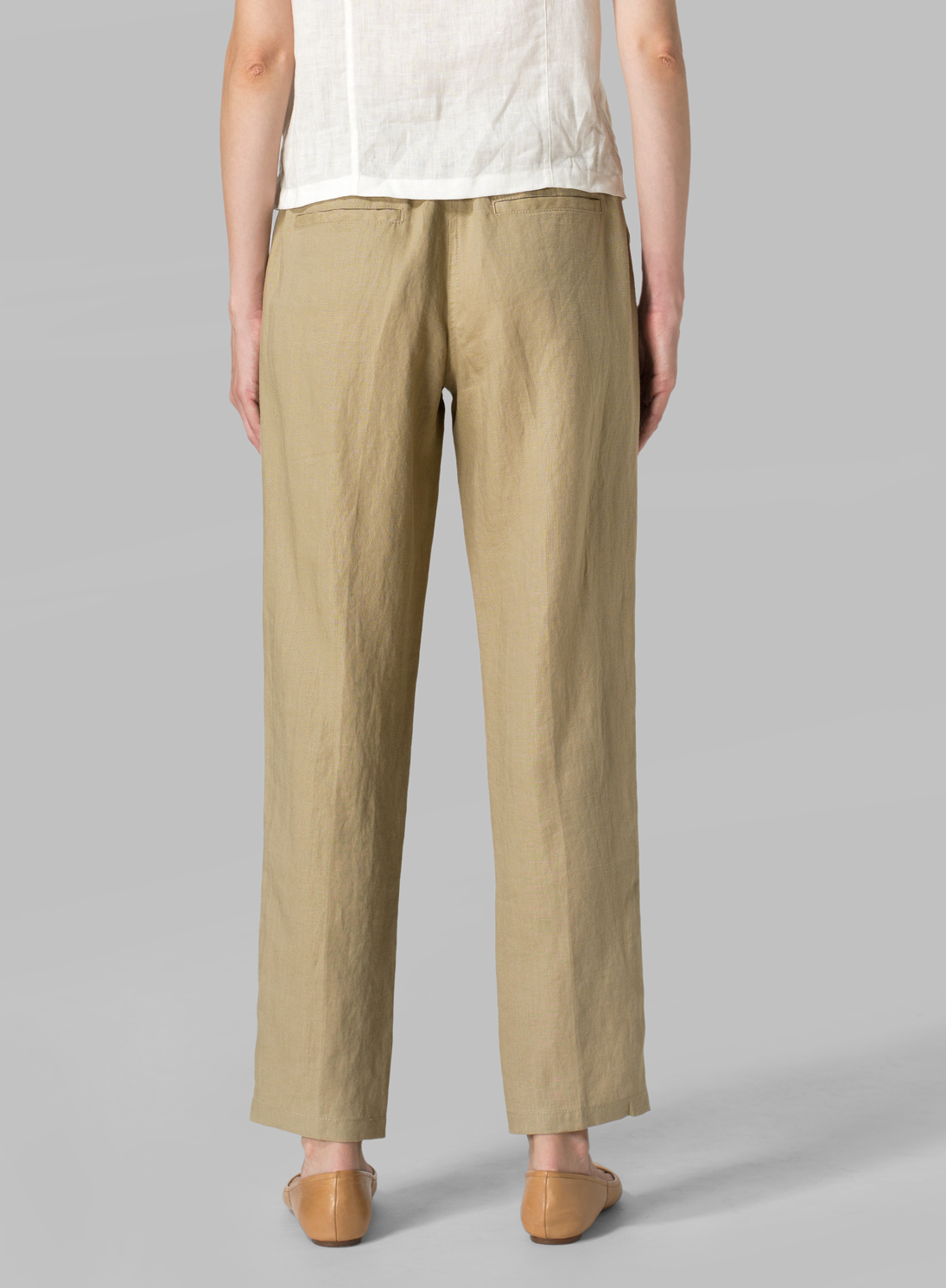 Linen Casual Ankle Length Pants - Plus Size