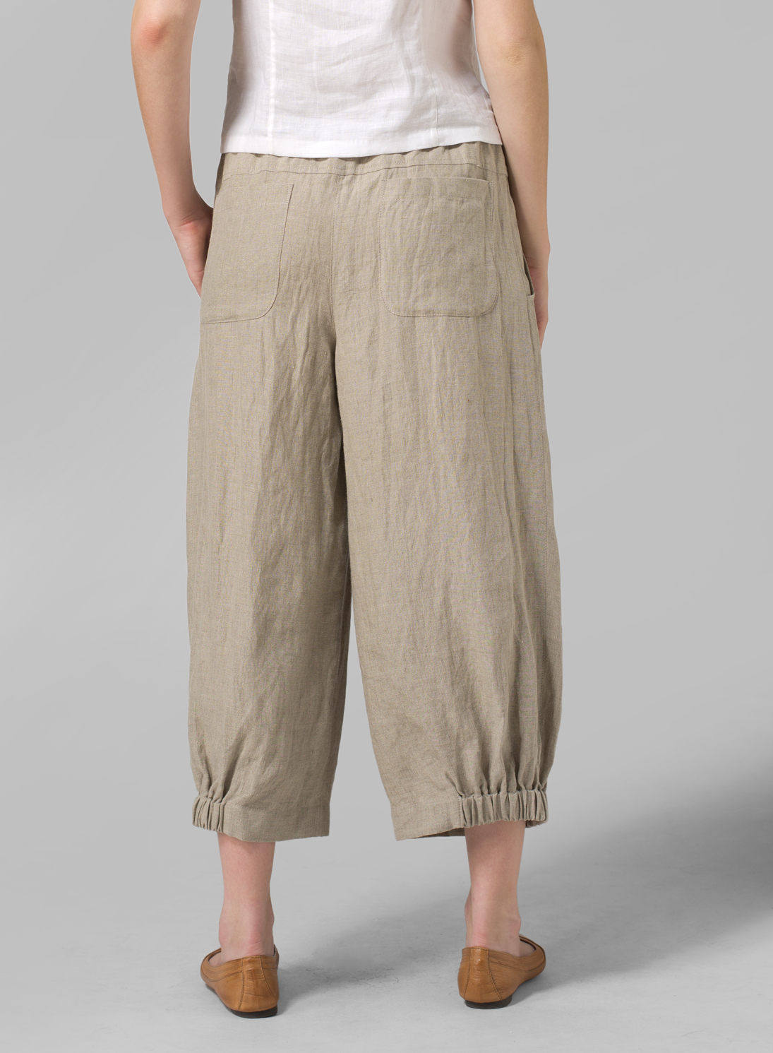 Linen Crumple Effect Harem Pants (Long)
