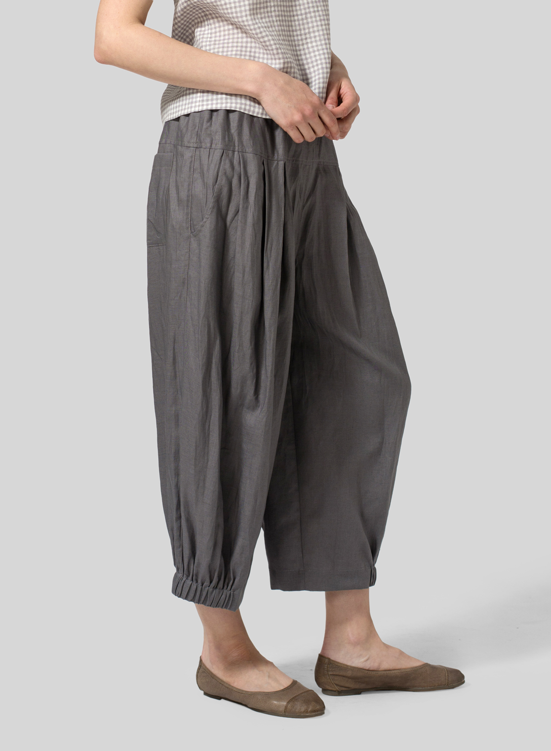 Linen Crumple Effect Harem Pants (Long)