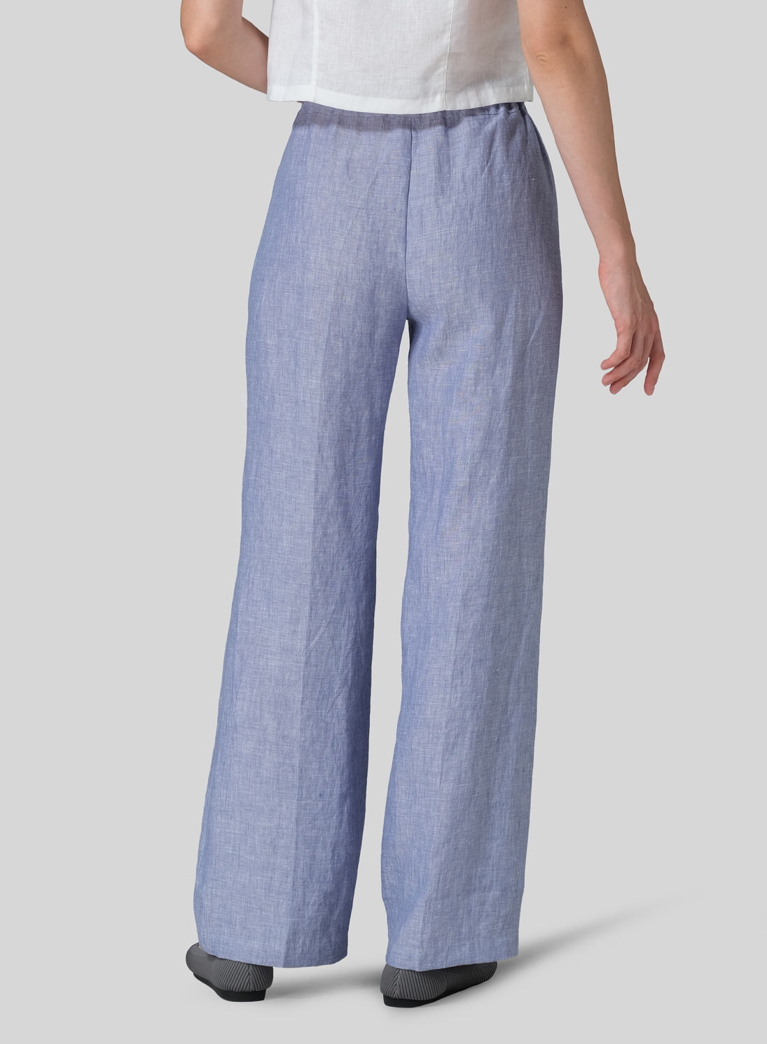 Linen Long Straight Pull-On Pants