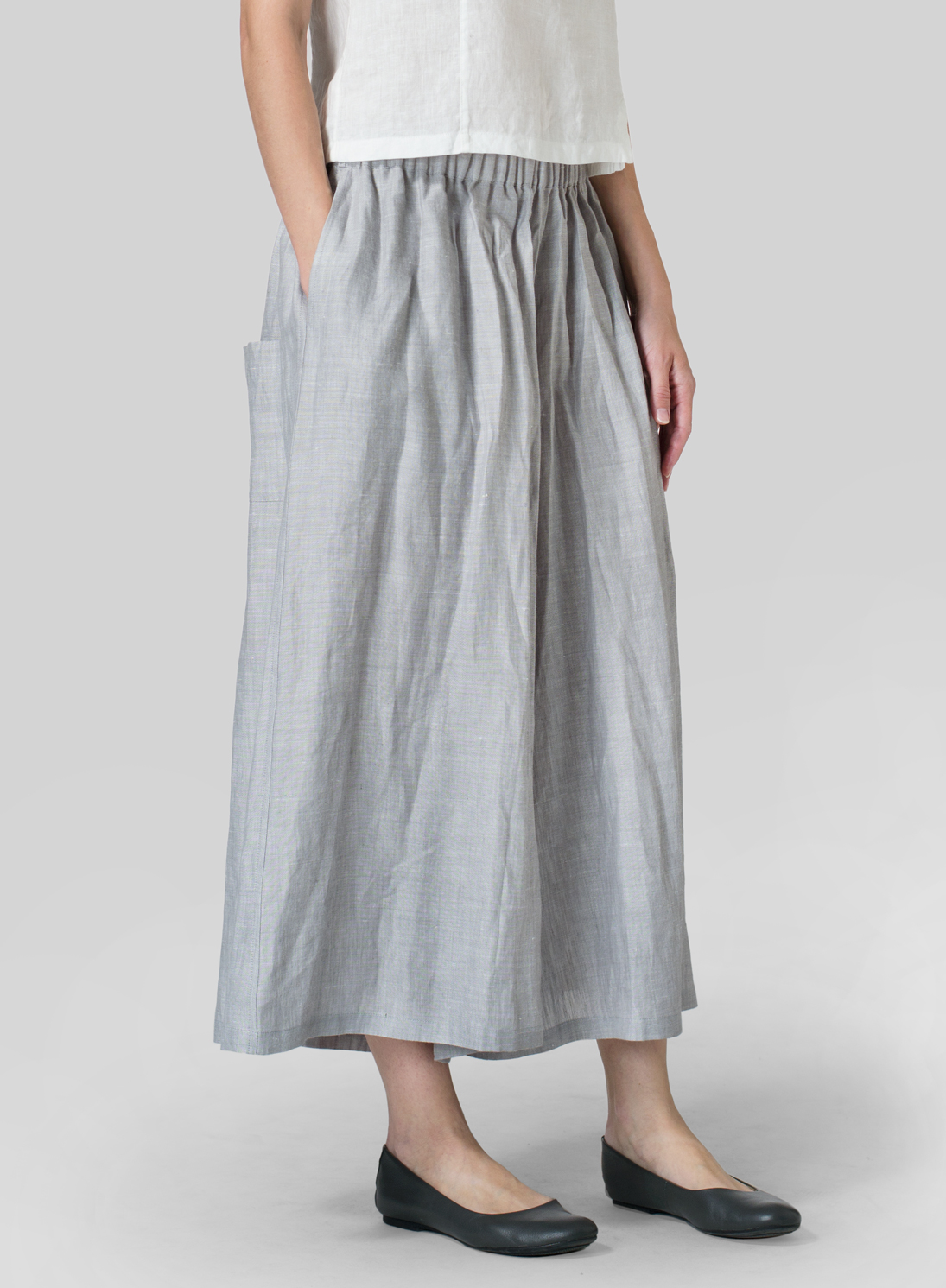 Linen Low Rise Wide Leg Pants Plus Size