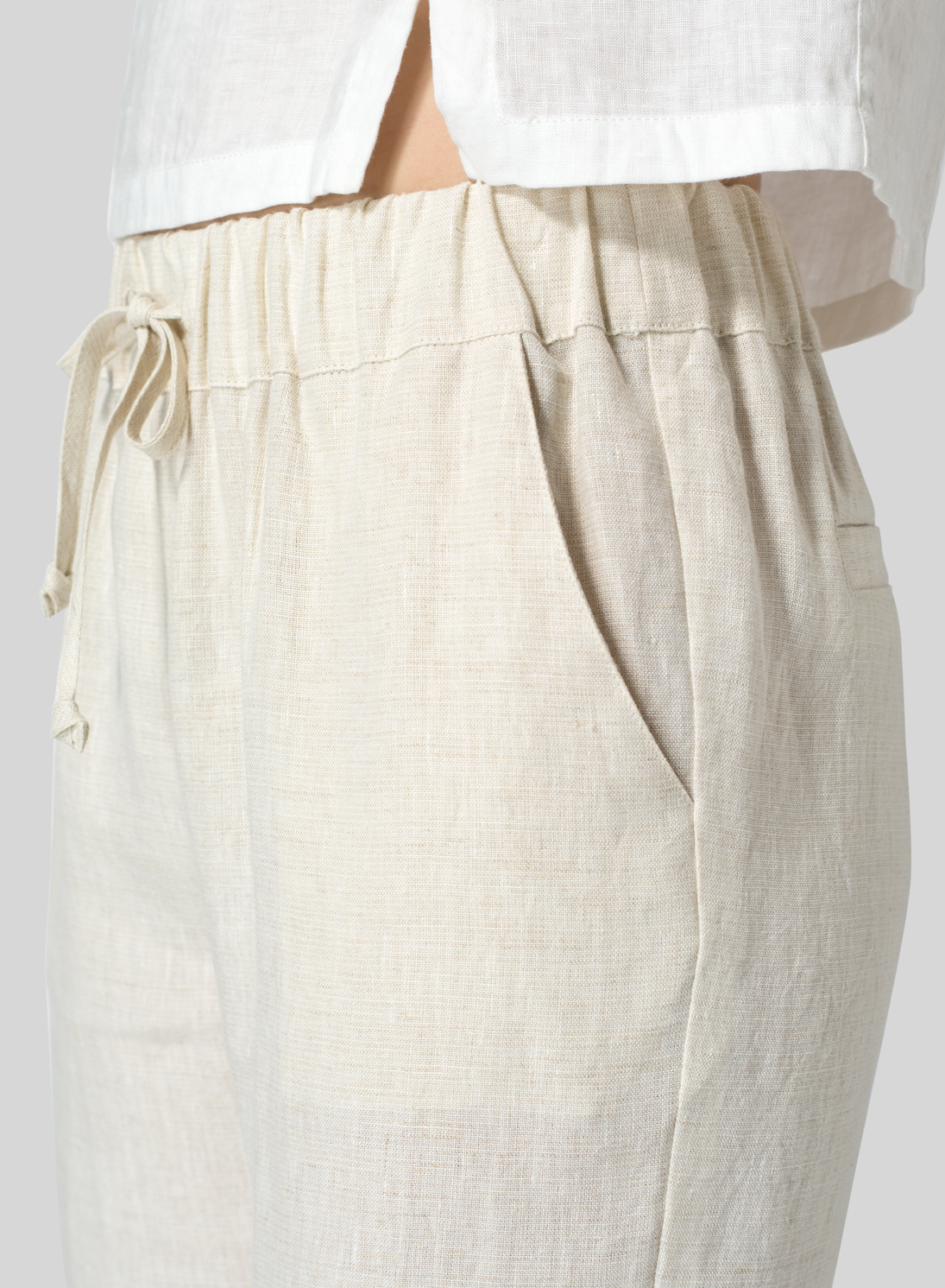 Linen Low Rise NarrowLeg Cropped Pants