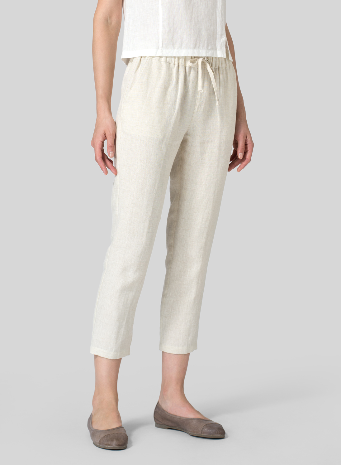 Linen Low Rise NarrowLeg Cropped Pants