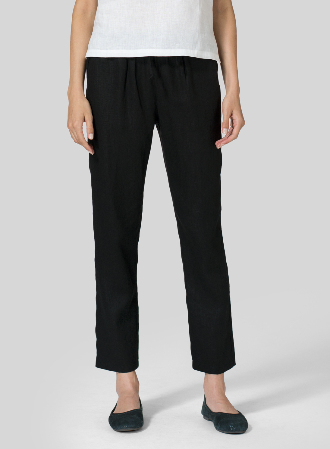 Linen Classic Collar Box Top Plus Size