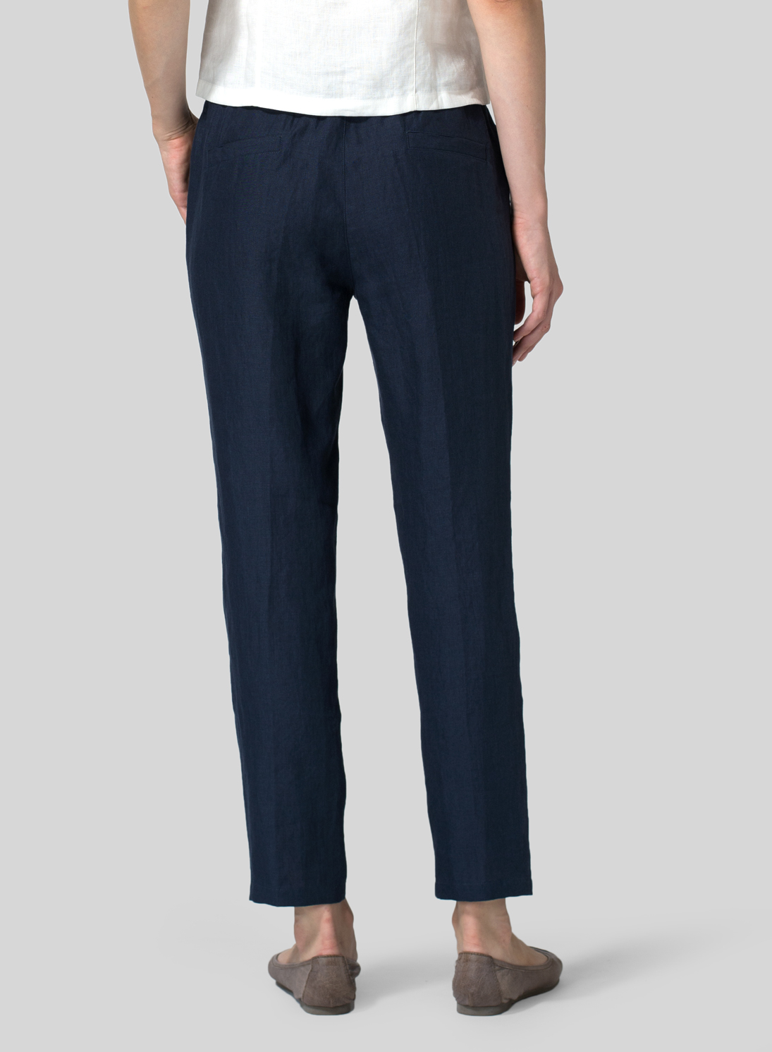 Two Tone Navy White Linen Dropped Shoulder Pleated Box Top Plus Size