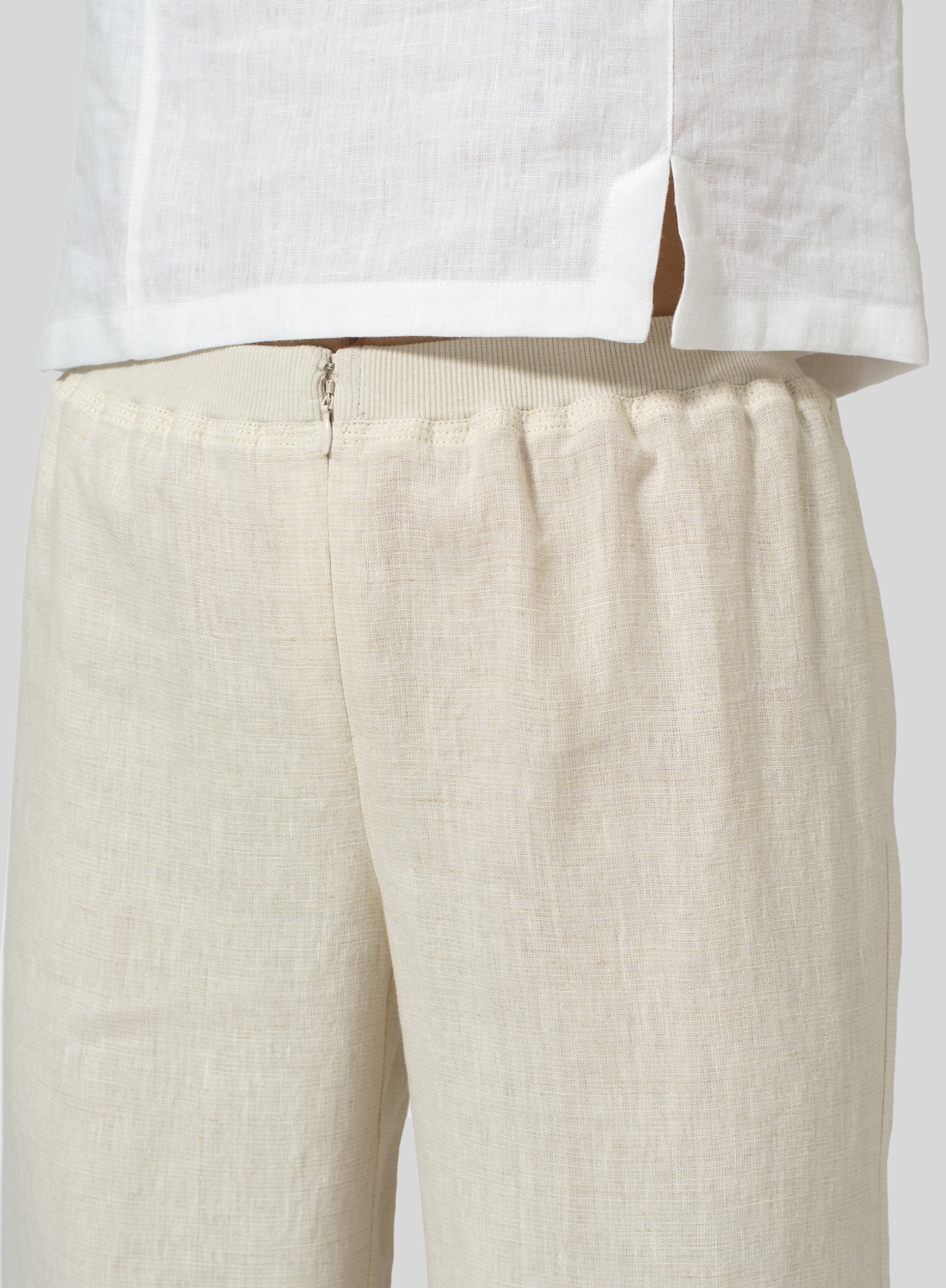 Linen Straight Leg Cropped Pants - Plus Size