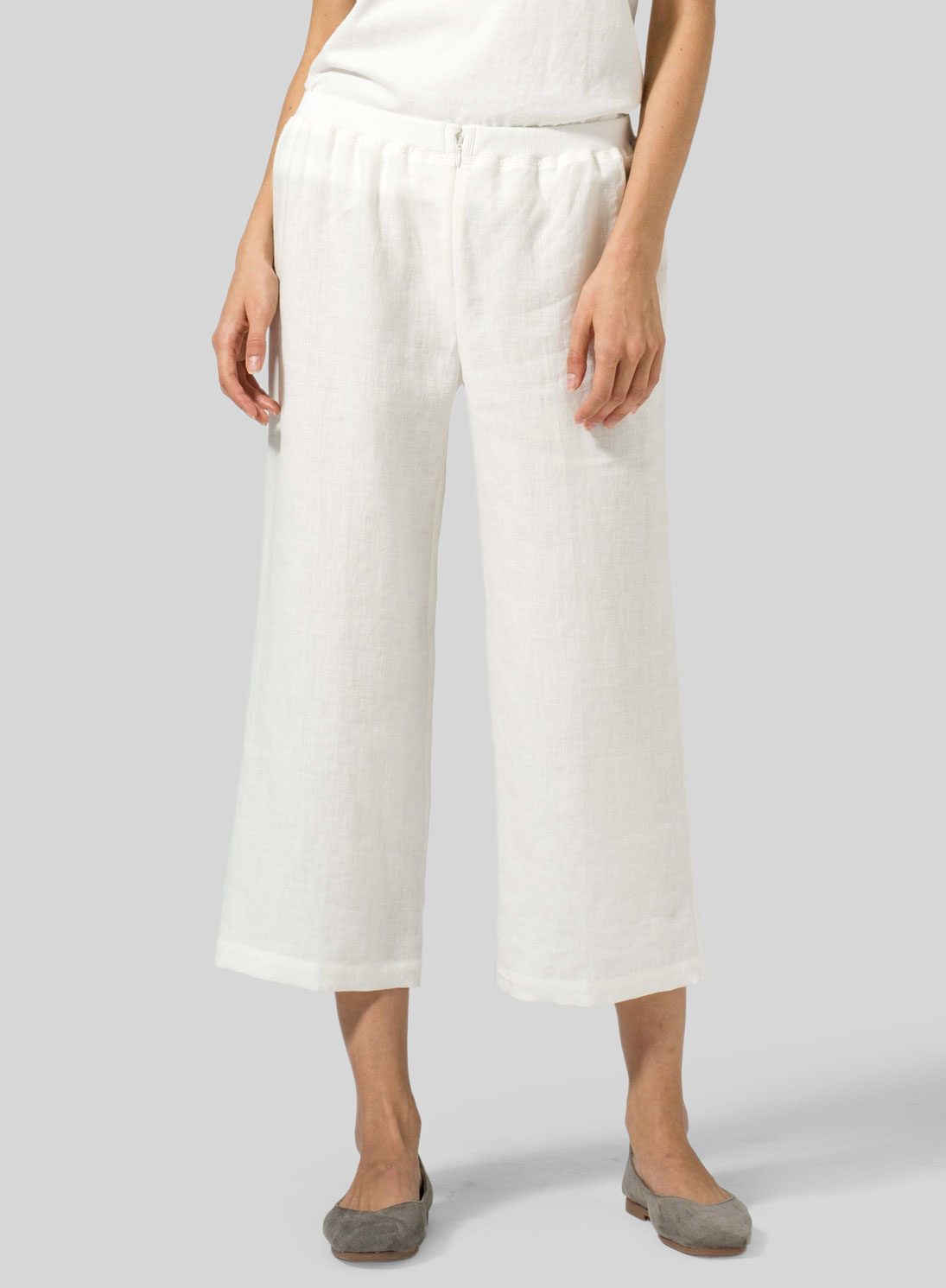 Linen Straight Leg Cropped Pants