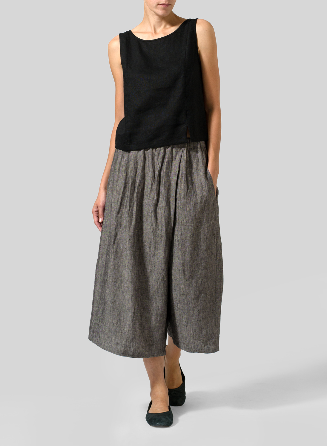 Linen Wide Leg Crop Capri
