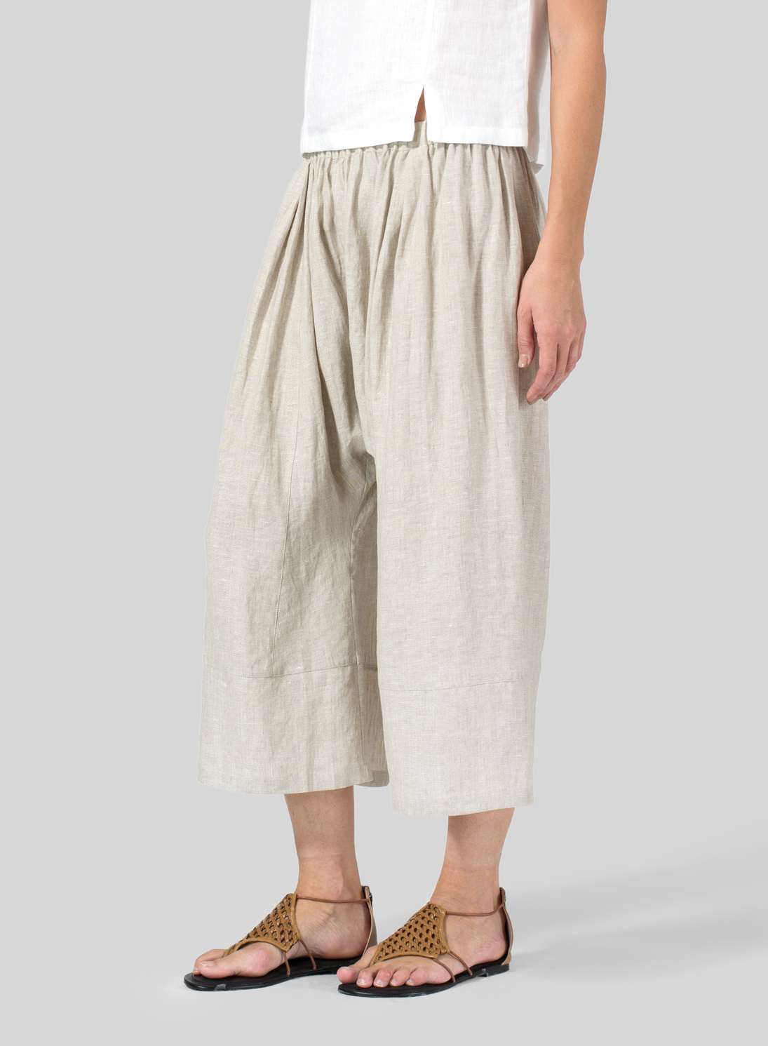 Linen Full Elastic Loose Pants Plus Size
