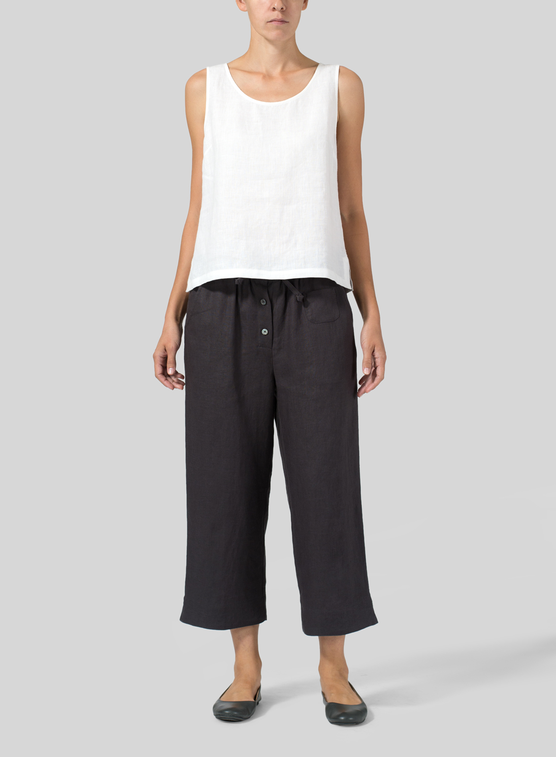 Linen Cropped Pant Plus Size
