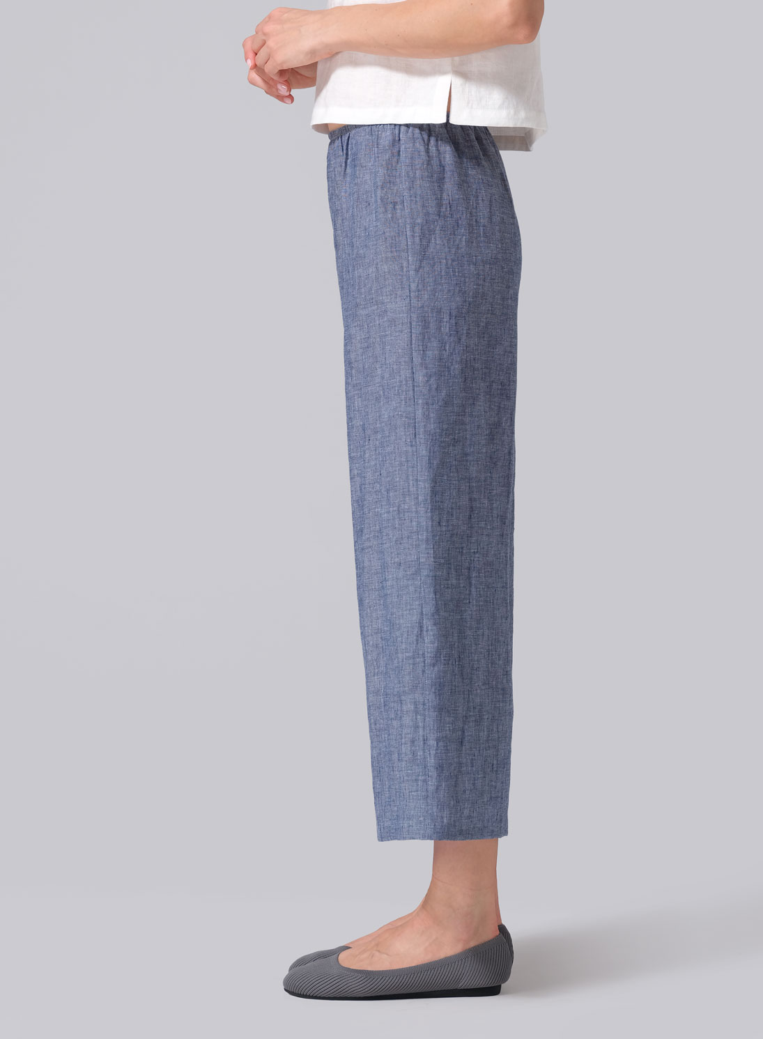 Linen Straight Cropped Pants