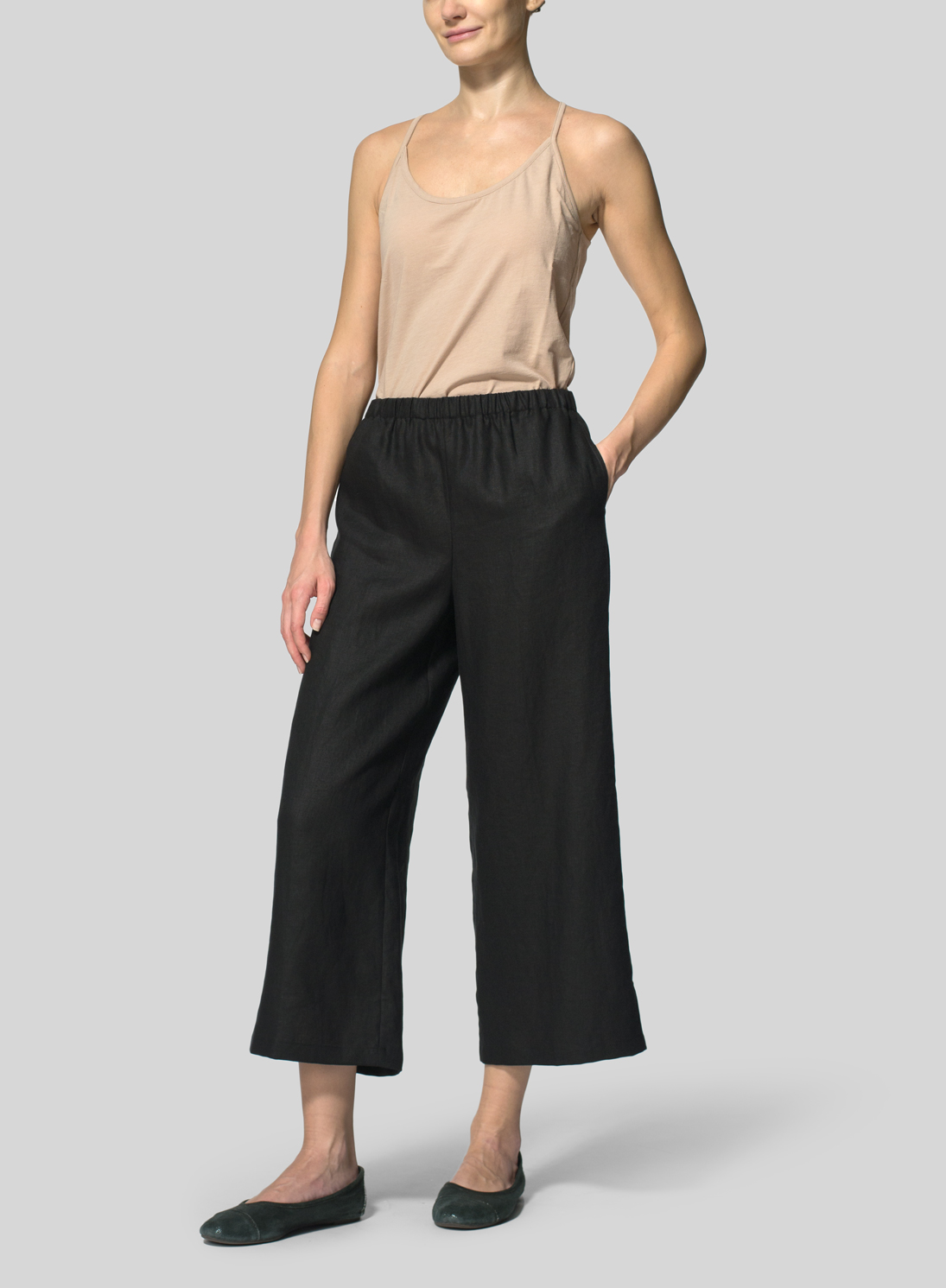 Linen Btn Back Cowl Neck Top Denim/Pnk Stripe