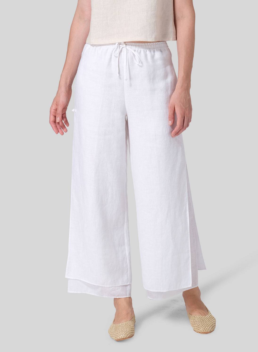 Linen Double-Layer Elastic Drawstring Pants