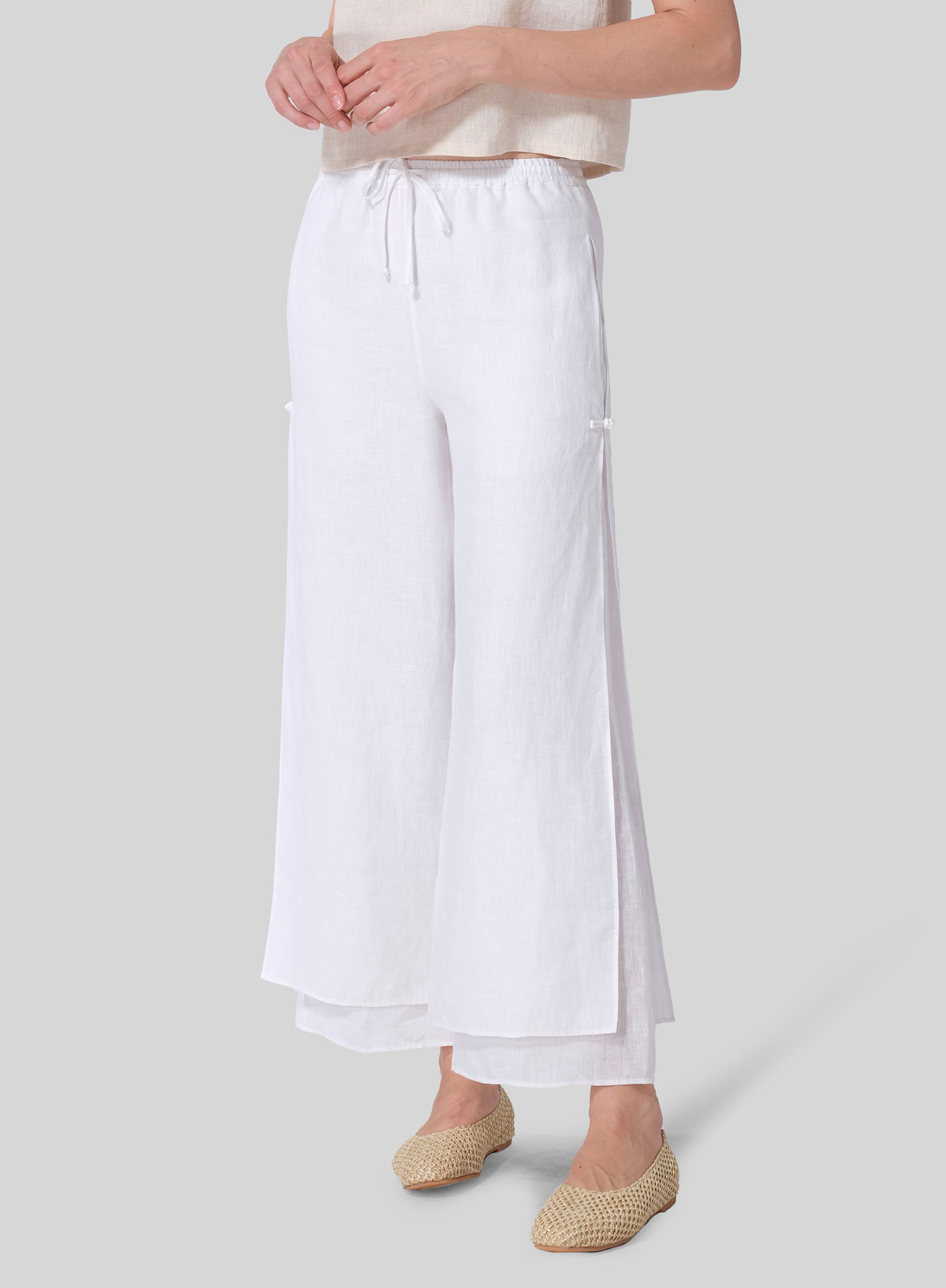 Linen Double-Layer Elastic Drawstring Pants