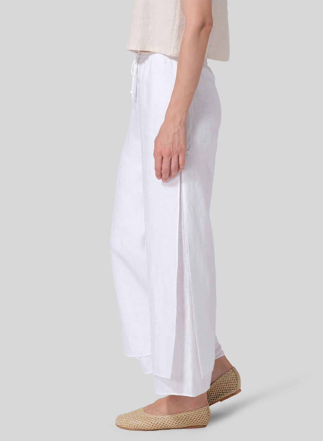 Linen Double-Layer Elastic Drawstring Pants