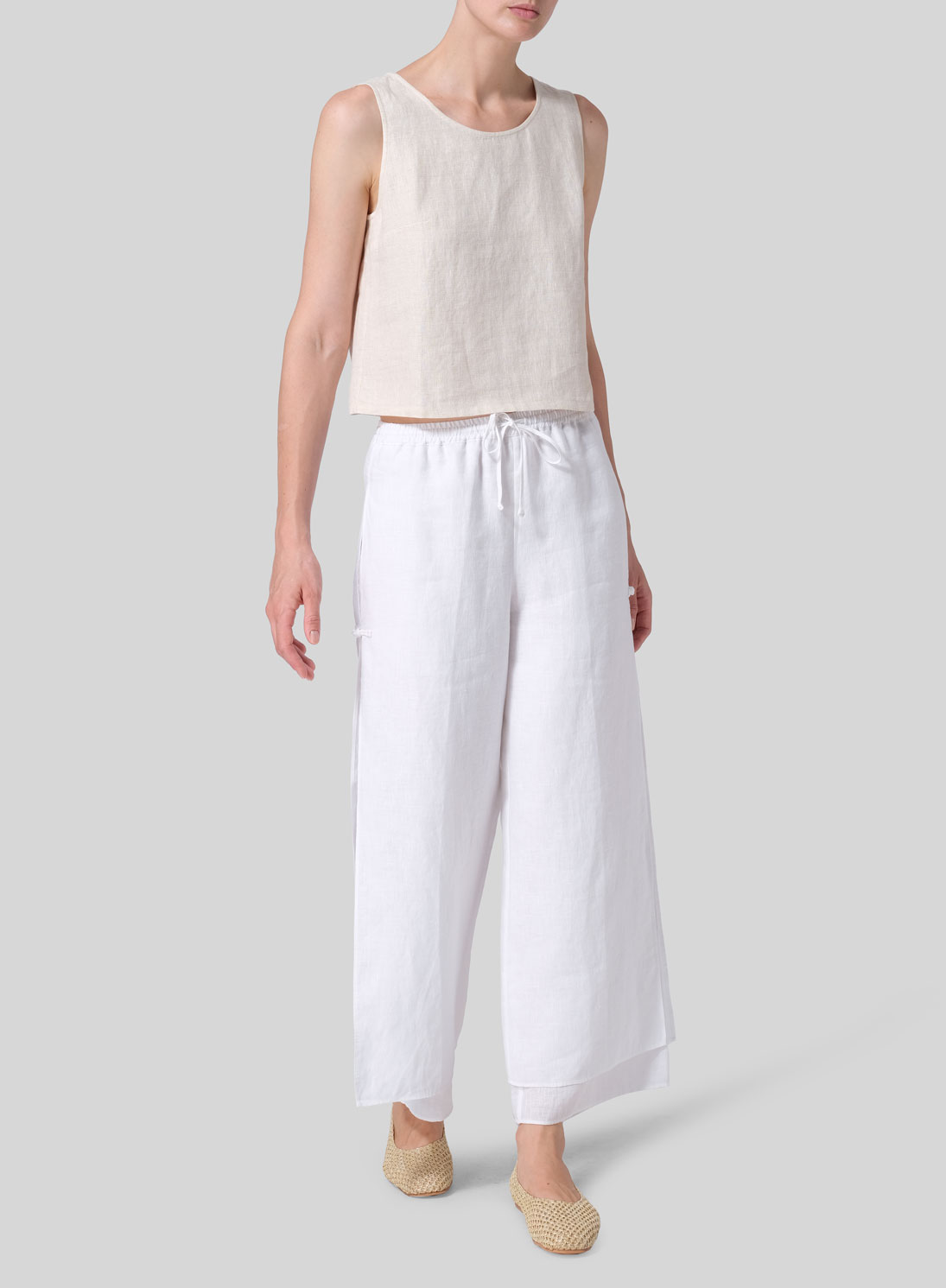 Linen Double-Layer Elastic Drawstring Pants