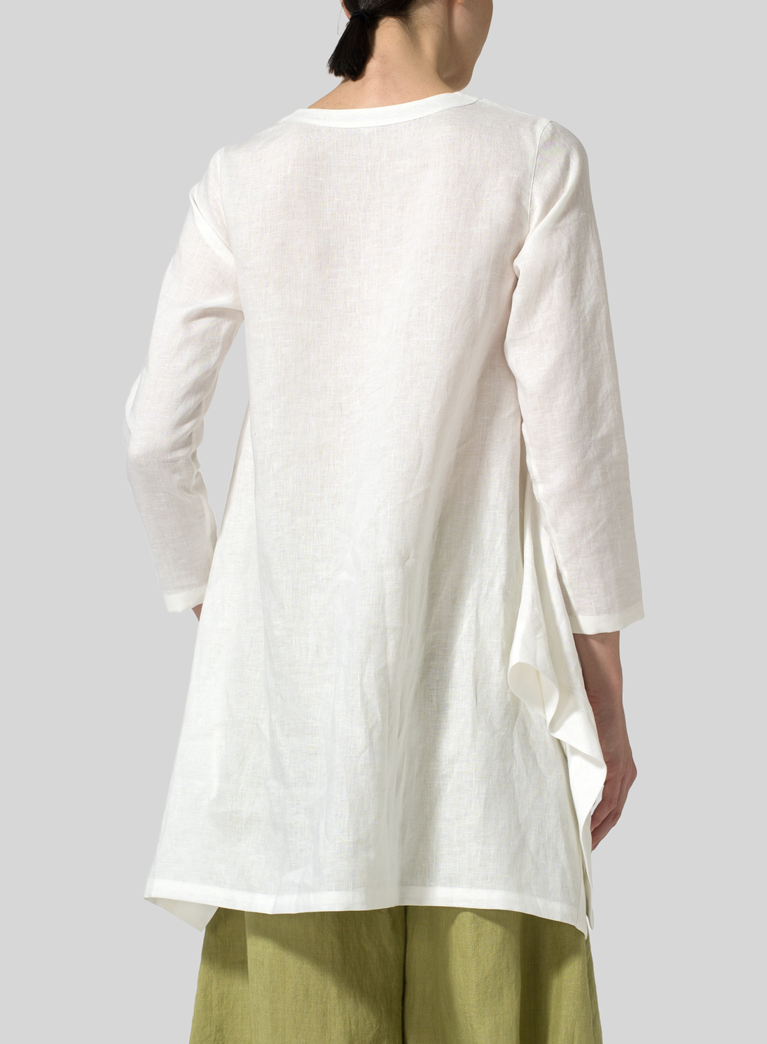 White Linen Long Sleeve Top Set