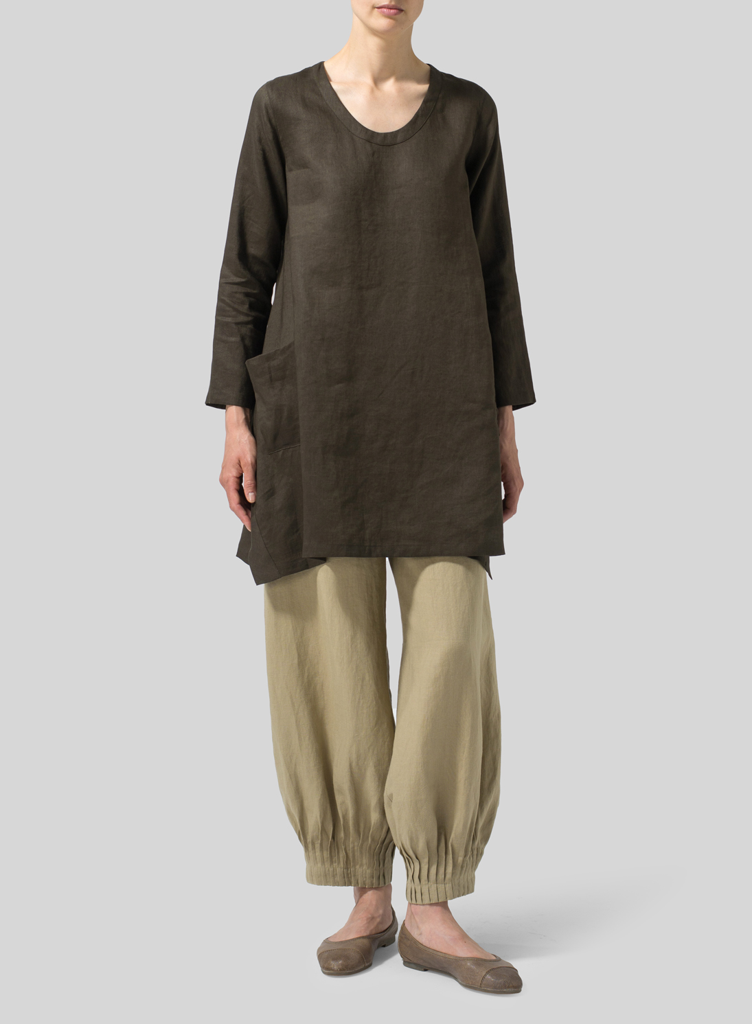 Linen Long Sleeve Top - Plus Size