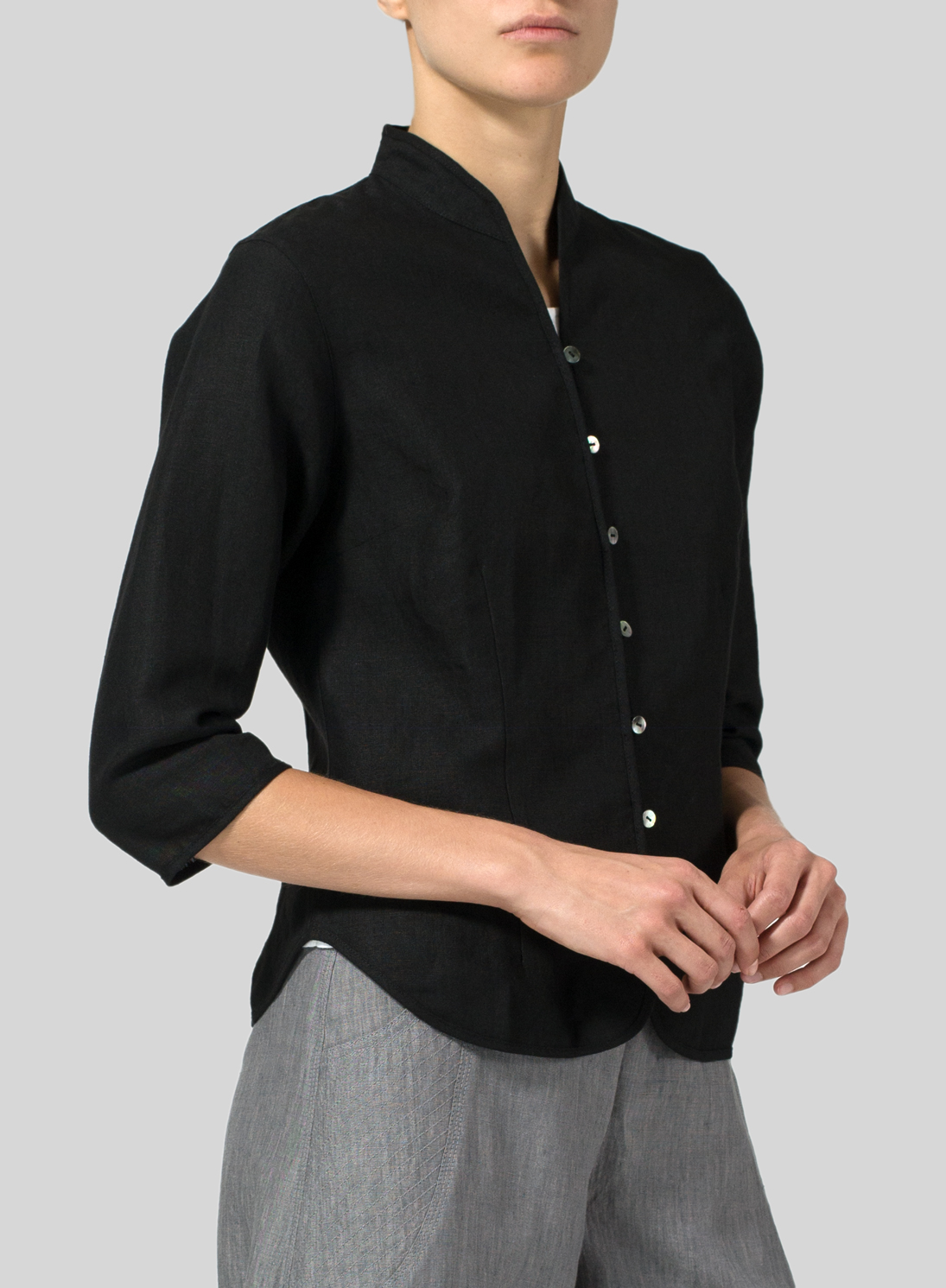 Victorian – Twill Linen Coat with Mandarin Collar