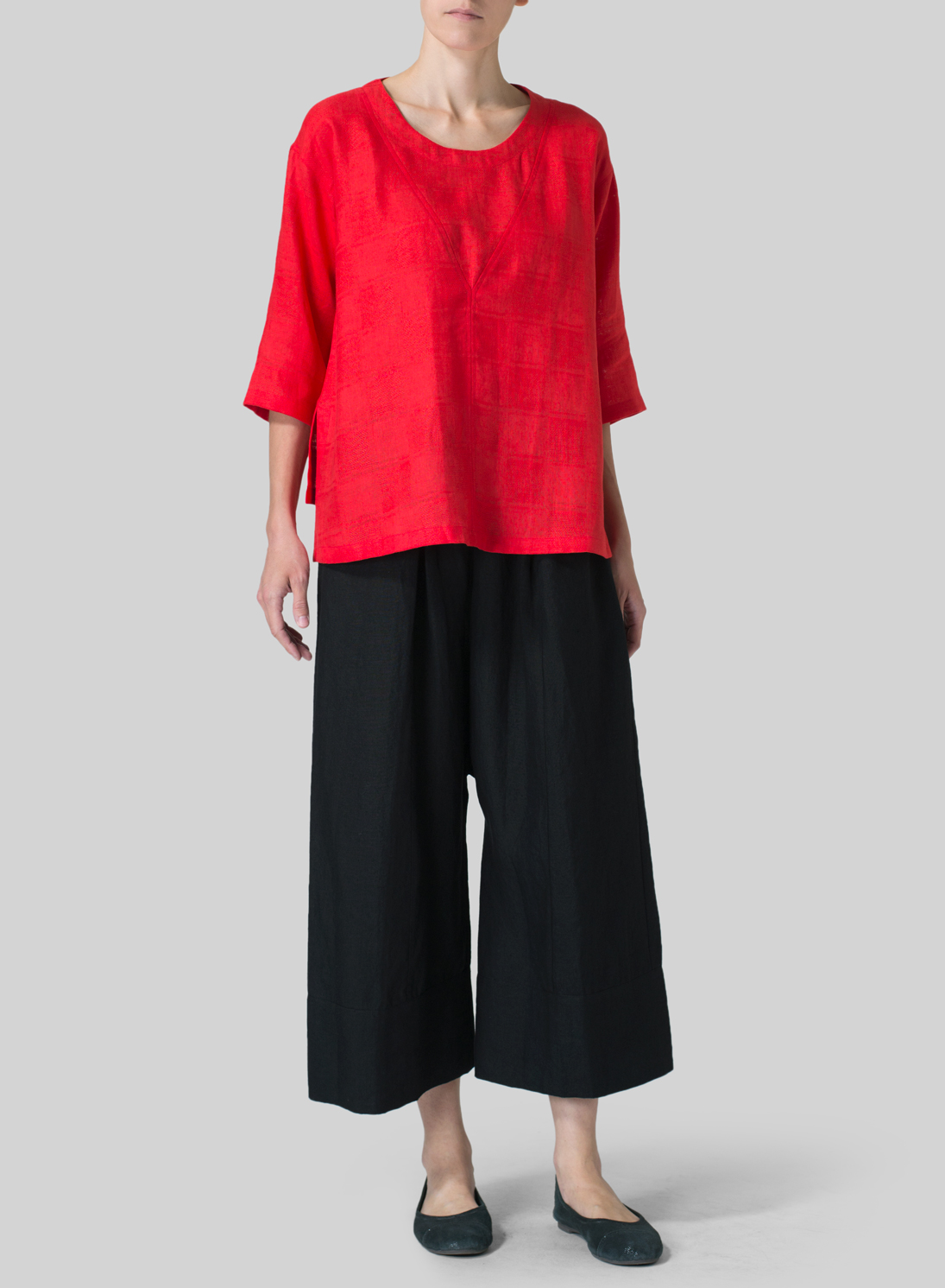linen-three-quarter-sleeve-top