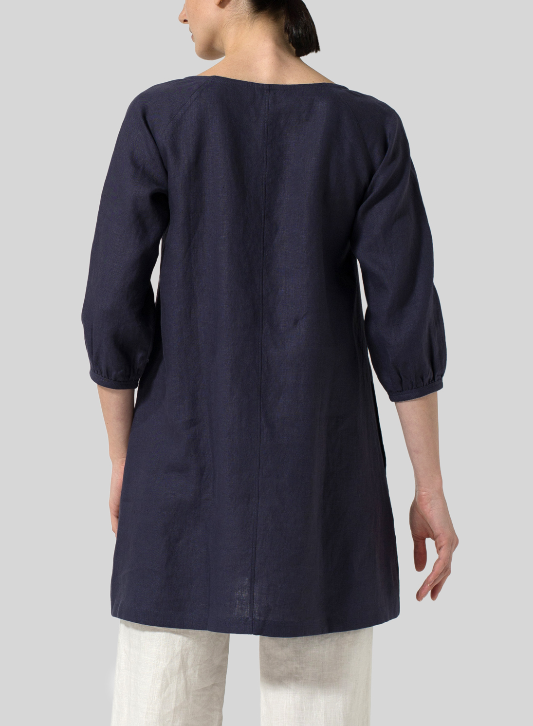 Blue Violet Linen Elbow Sleeve Tunic