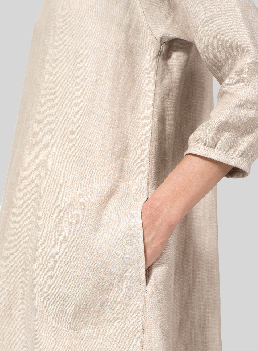 Twill Weave Linen Elbow Sleeve Tunic