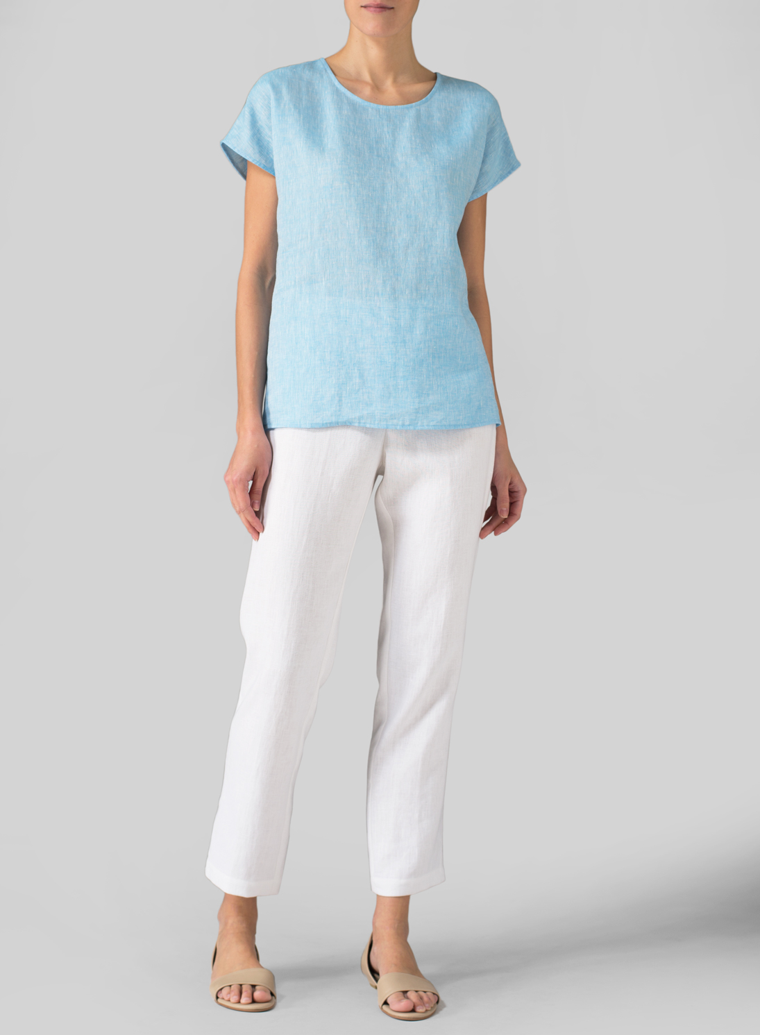 Vivid Linen Doublecloth Short Sleeve Top Vivid Linen Doublecloth Short Sleeve Top