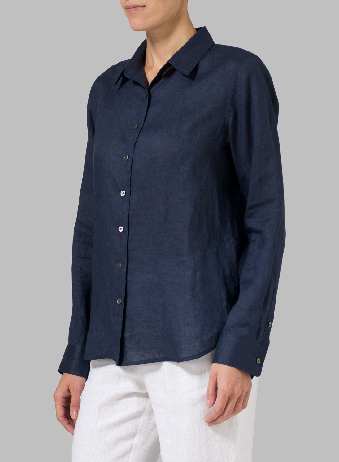 Linen Classic Long Sleeve Shirt - Plus Size