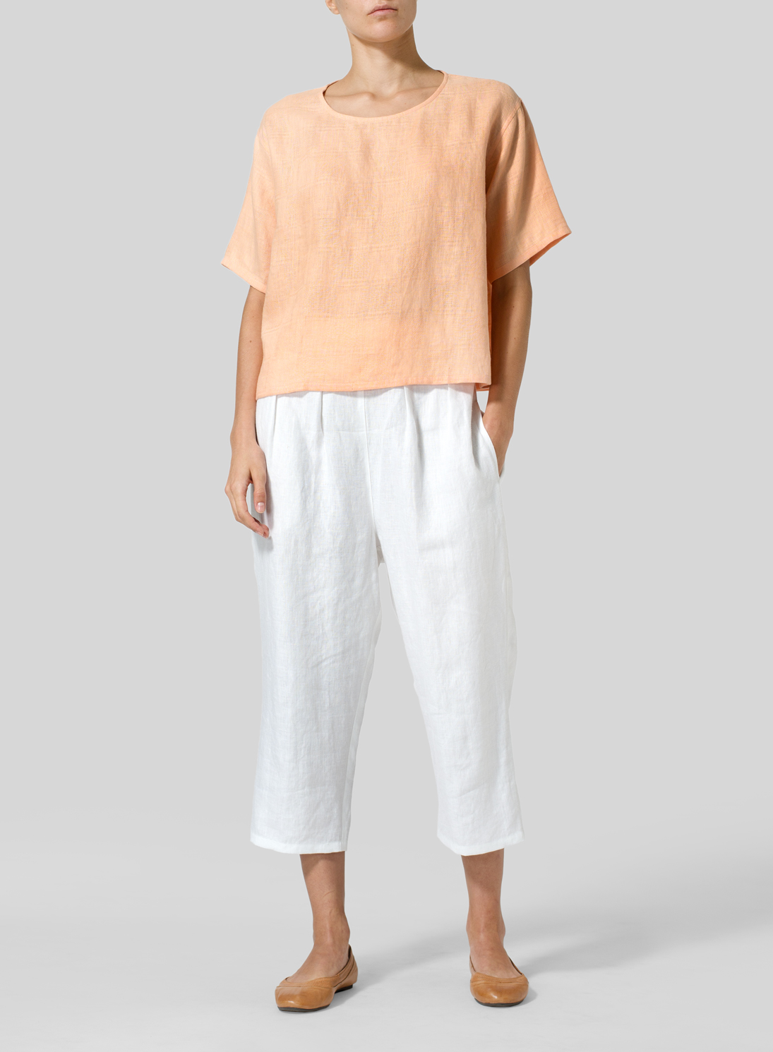 Jacquard Plaid Linen Box Top - Plus Size