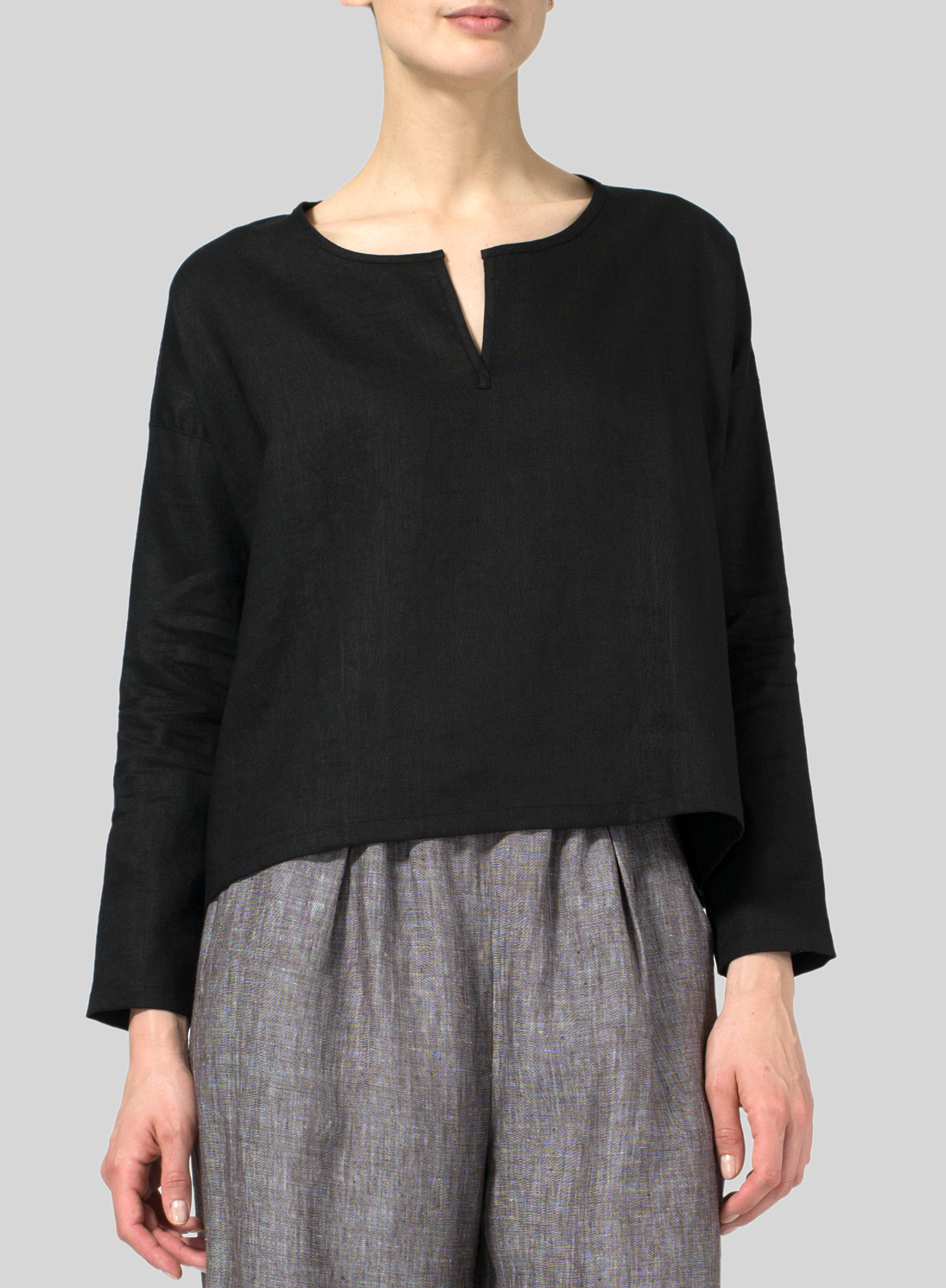 Linen Vneck Boxy Top