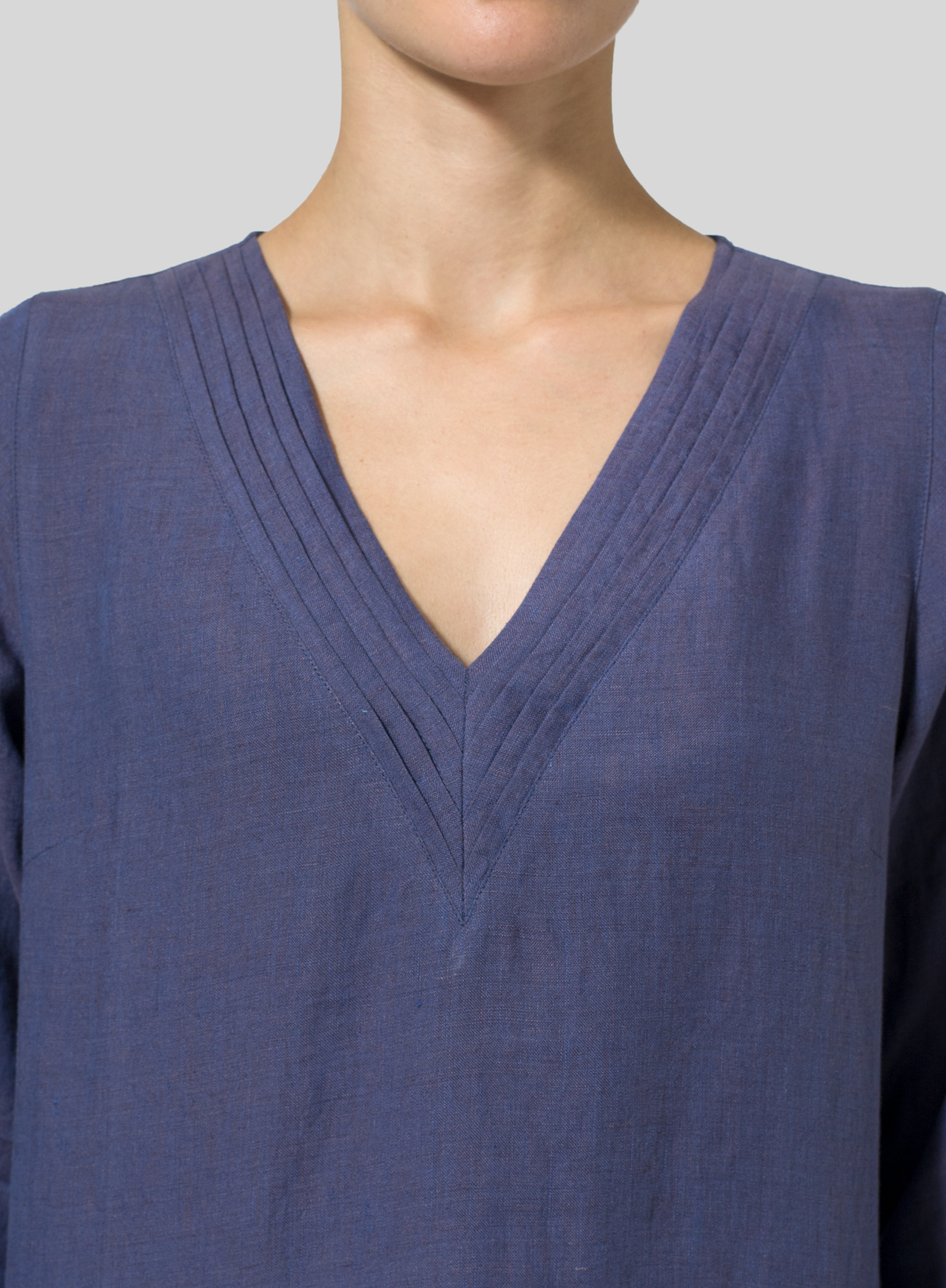Linen Vneckline Pleated Tunics