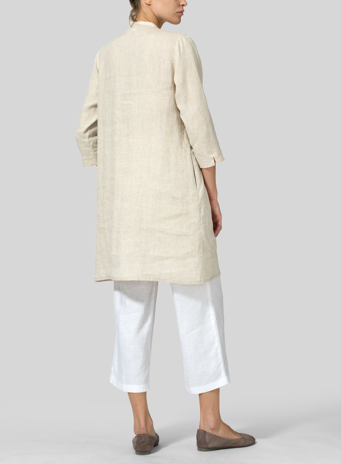 Linen V-neck Mandarin Collar Tunic
