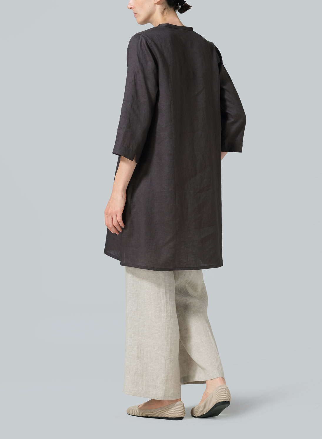 Linen V-neck Mandarin Collar Tunic