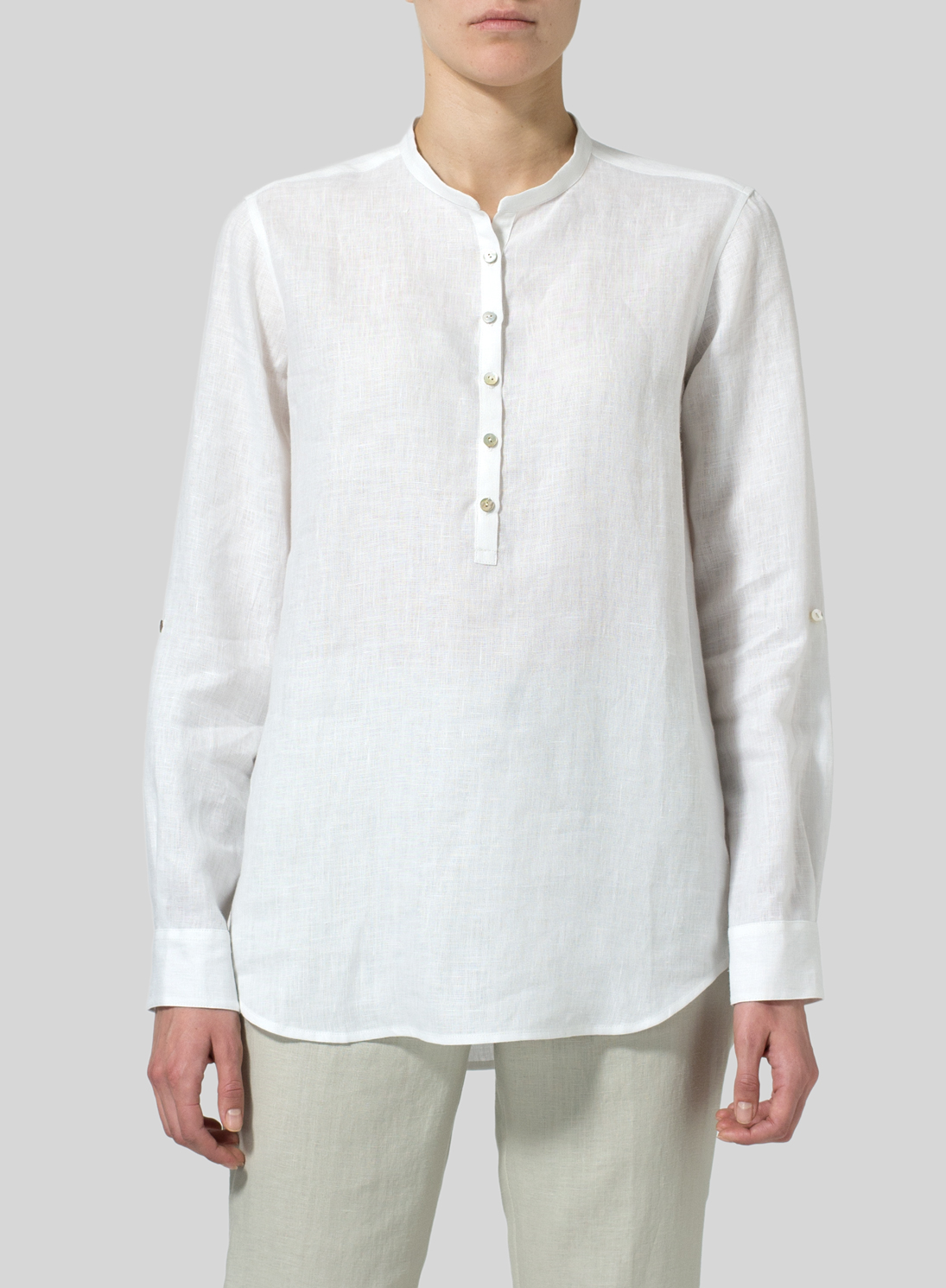 Linen Mandarin Collar Shirt