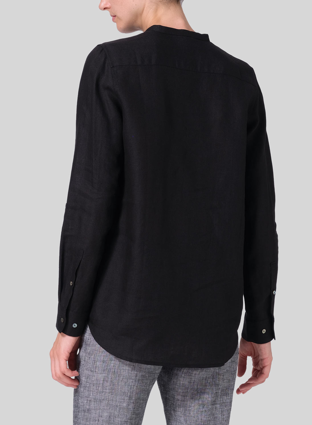 Linen Mandarin Collar Shirt