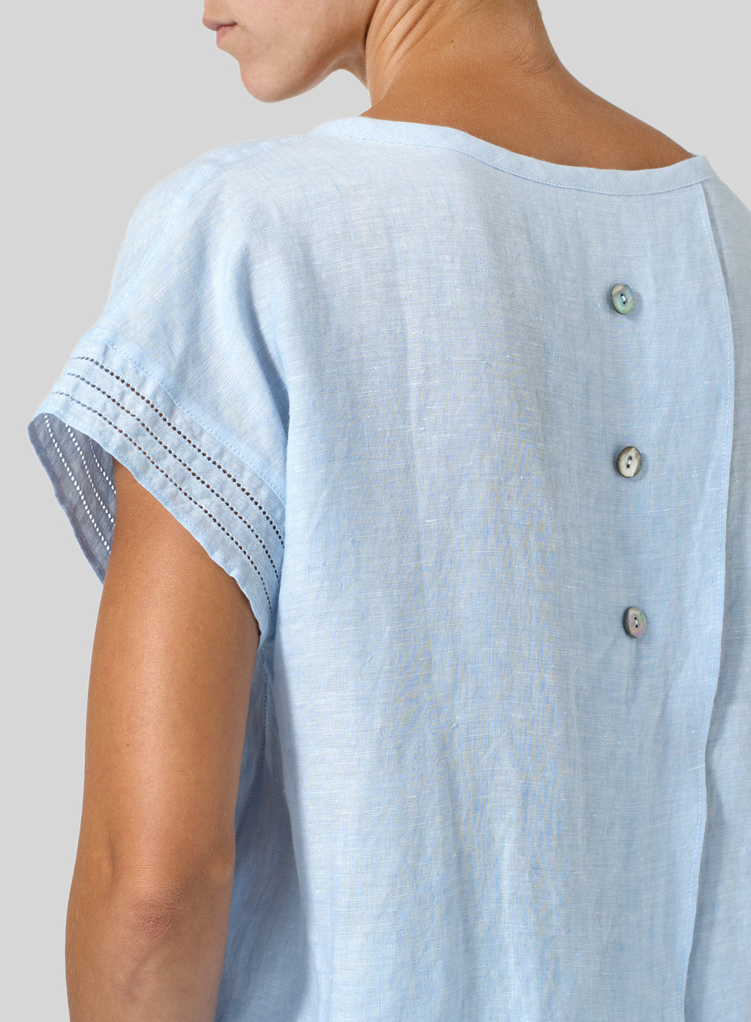 Linen Cap Sleeves Box Top Plus Size