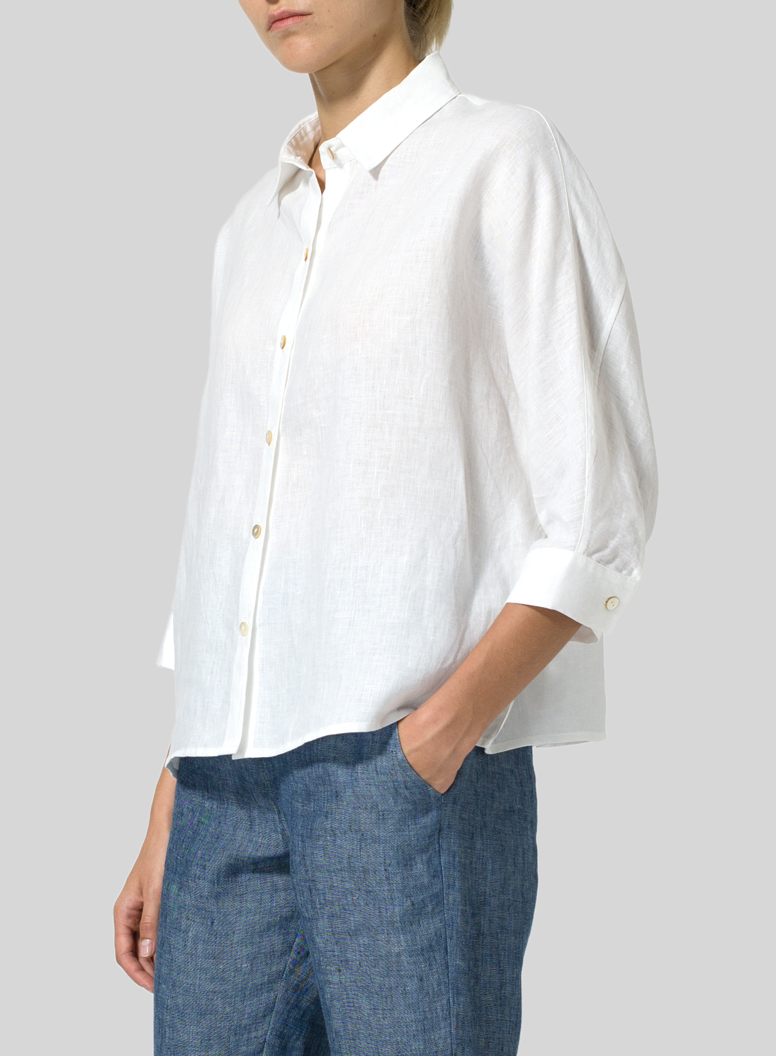 Boxy Shirt Collar Cotton Top main image 1